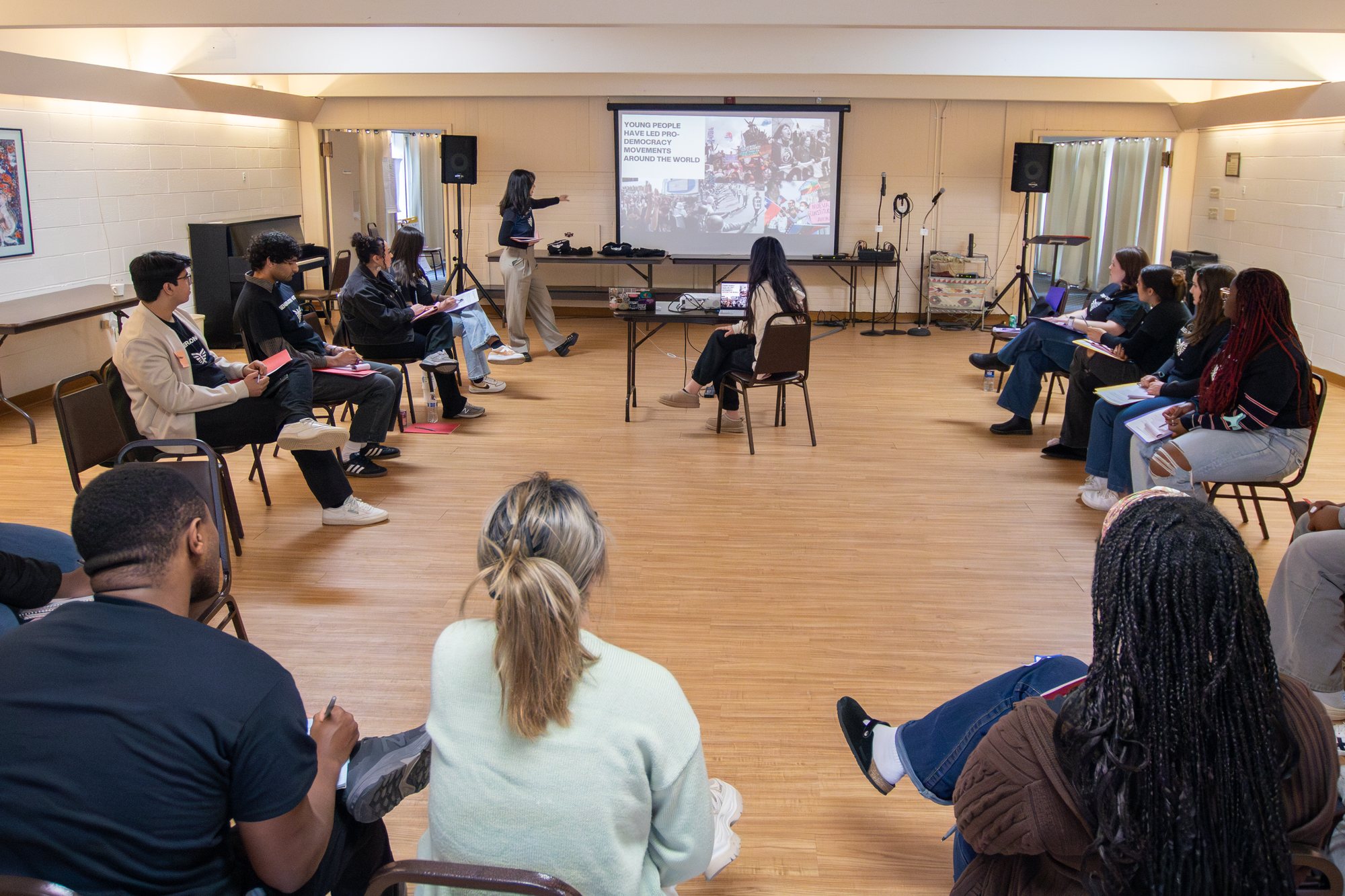 Participants learning together at a movement school